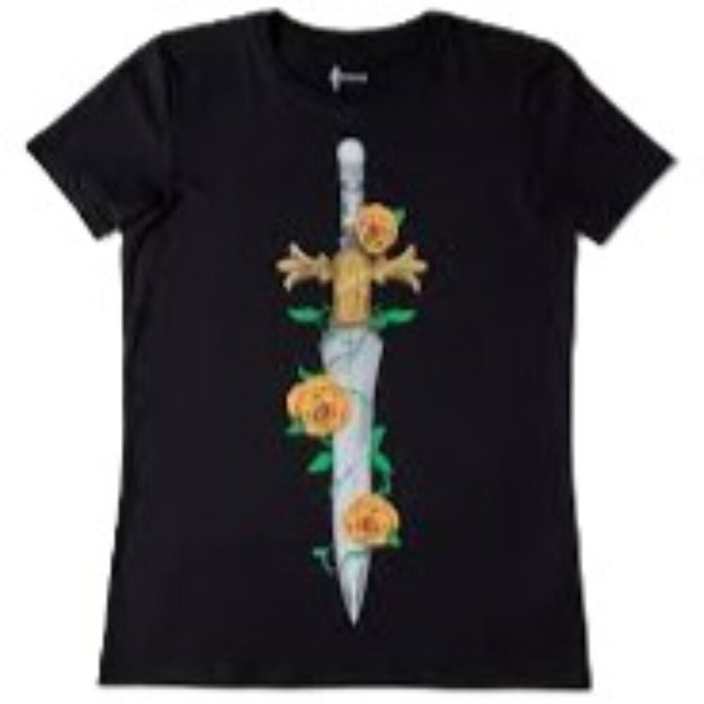ESPADA Black Tshirt Sword and Roses Womens Size XL NEW